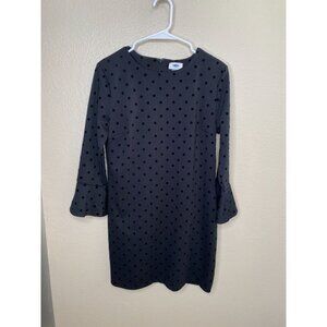 Old Navy Womens Black Polka Dot Dress 3/4 Bell Sleeves M Polyester zipper